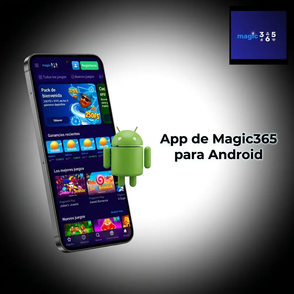 App de Magic365 para Android con opciones de apuestas deportivas y casino, disponible para descargar gratis