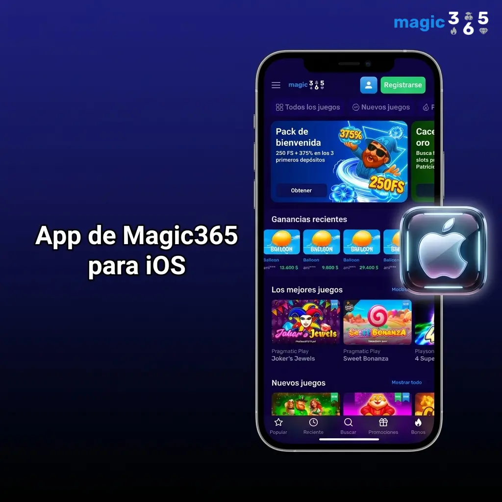 App de Magic365 para iOS en iPhone y iPad con apuestas deportivas, casino en vivo y pagos disponibles gratis