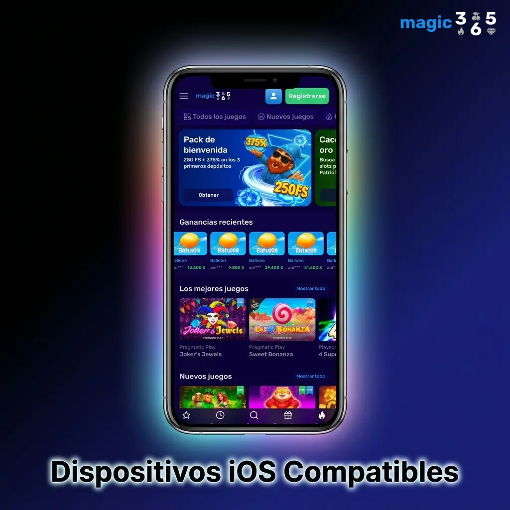 Lista de dispositivos iOS compatibles con la app Magic365, incluyendo iPhone X al 17 e iPad Air y Pro recientes.