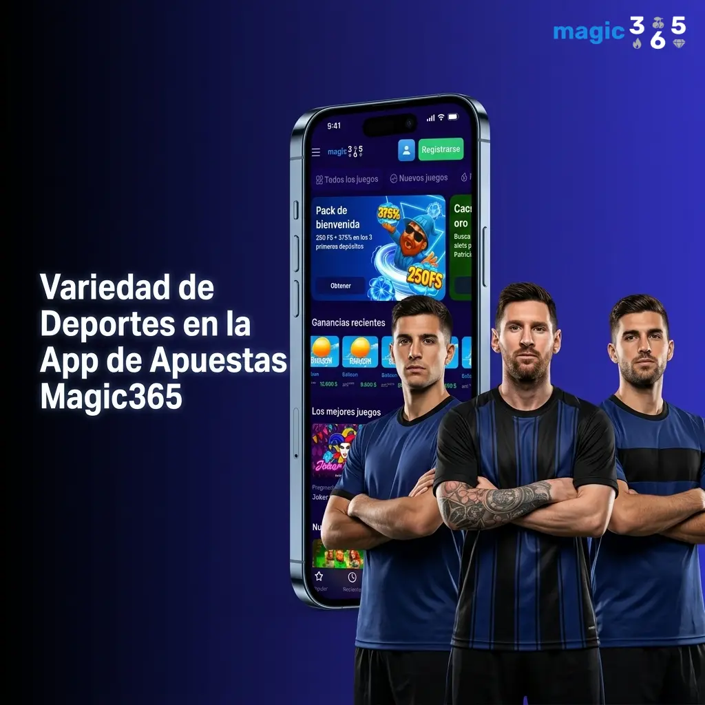 Variedad de deportes disponibles en Magic365: fútbol, tenis, eSports y más para apostar en vivo o en línea.