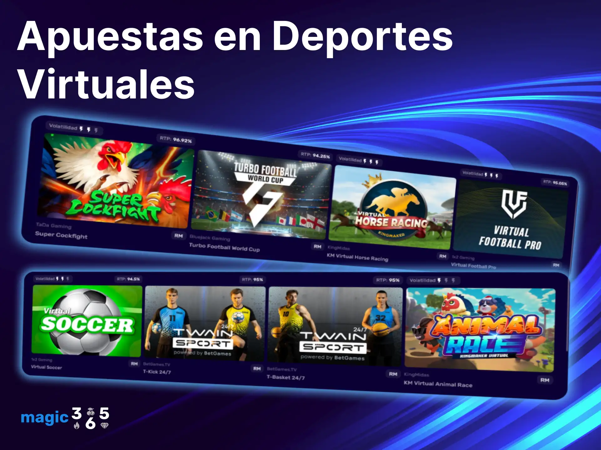 Pronostica los resultados de deportes virtuales en Magic365 y gana dinero.