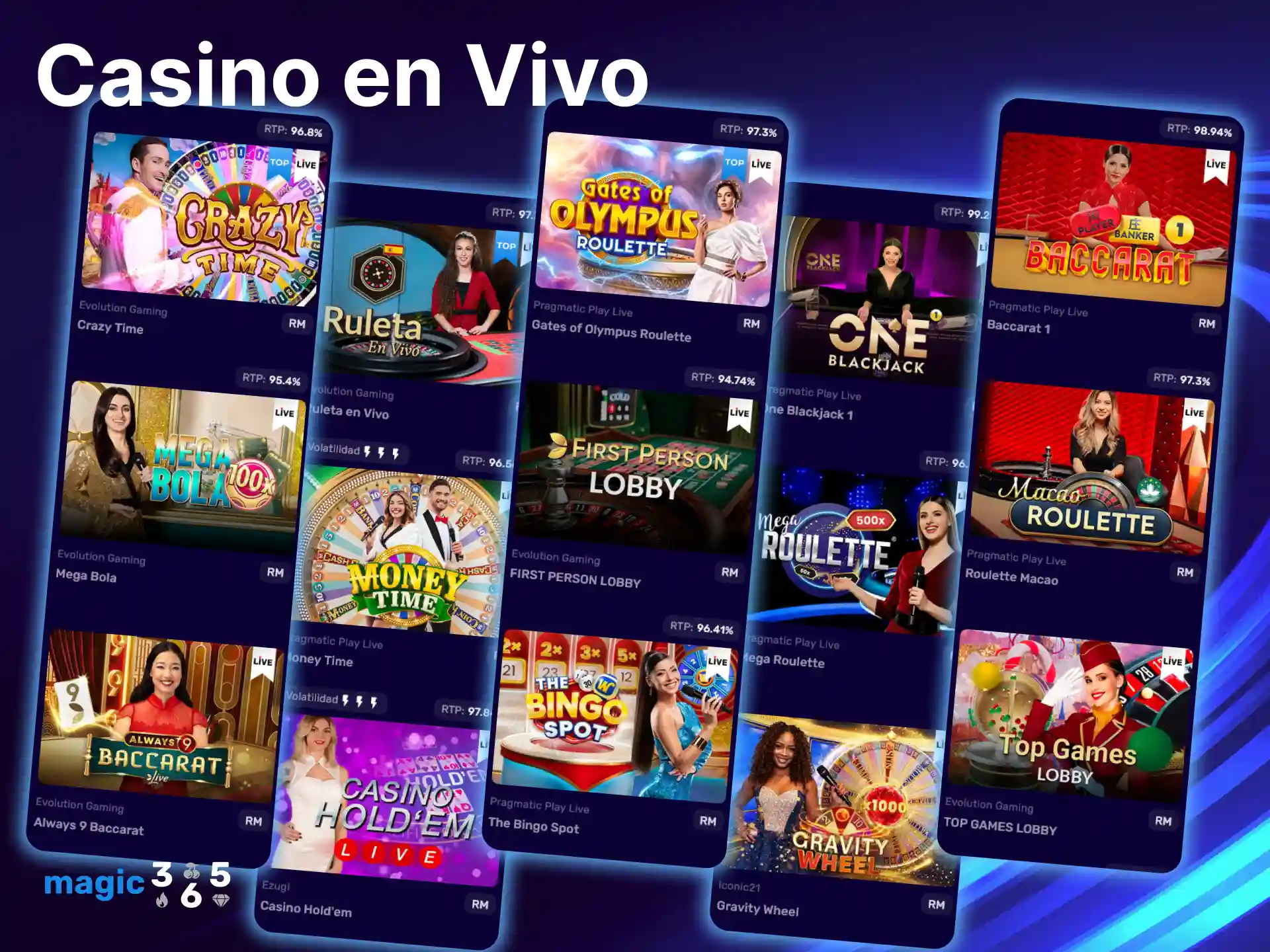 Disfruta de la mejor experiencia de casino en vivo ingresando a Magic365.