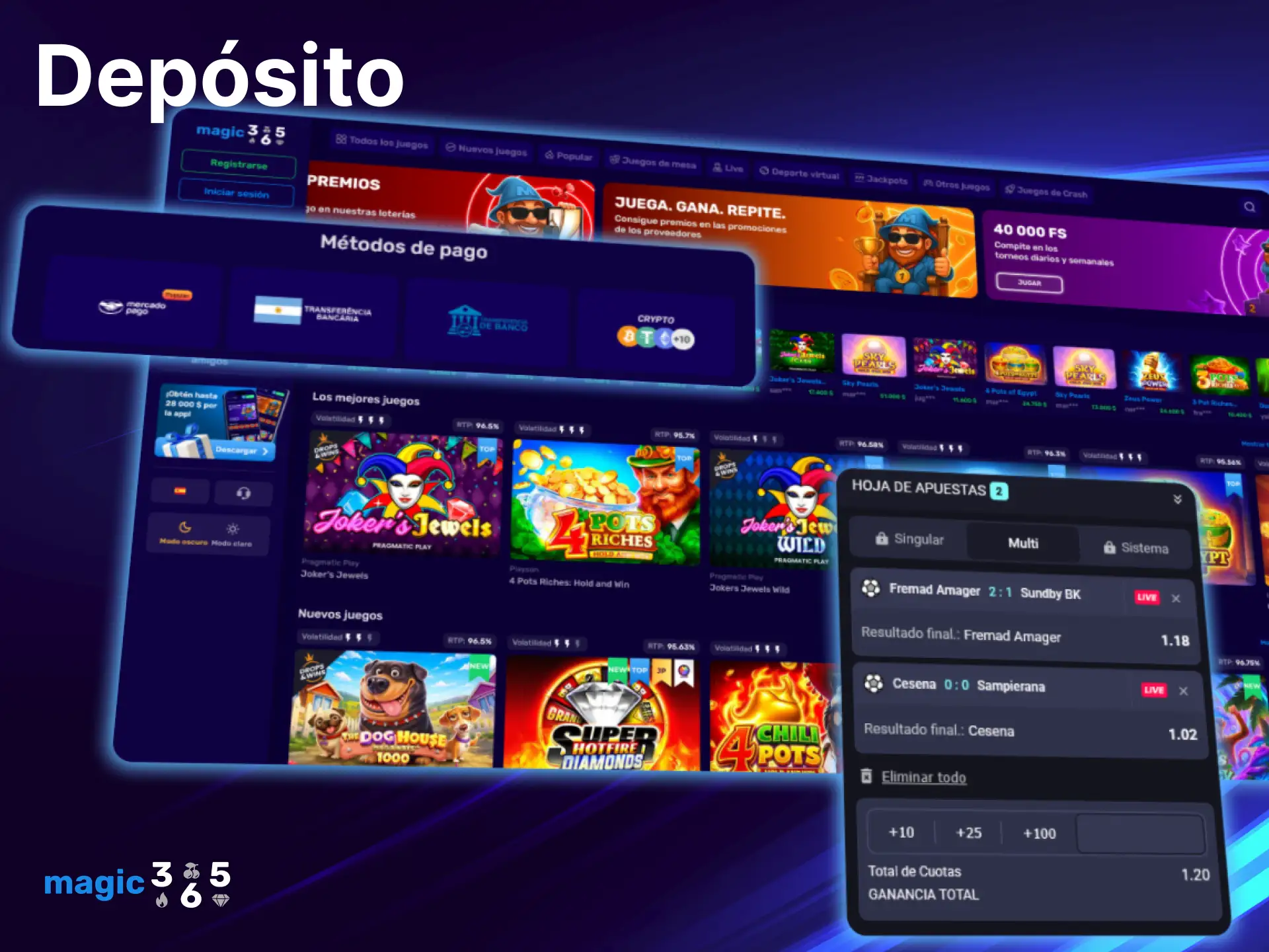 Realiza tu primer depósito en Magic365 de forma rápida y muy segura.
